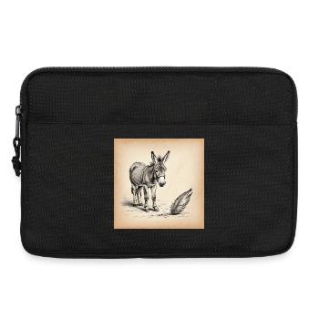 Esel und Feder Sepia Sketch - Laptoptasche 13" - Schwarz - Vorne