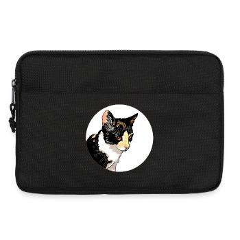 Chat Portrait Cercle Contraste - Sacoche pour ordinateur portable 13 pouces - noir - Devant