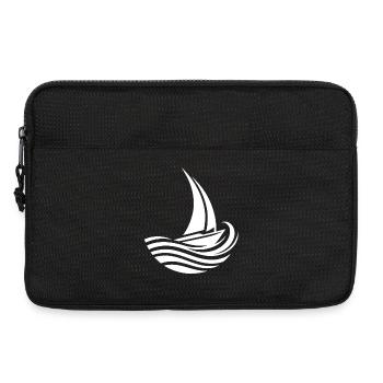 Minimalistisch maritim Segelboot trifft Welle - Laptoptasche 13" - Schwarz - Vorne