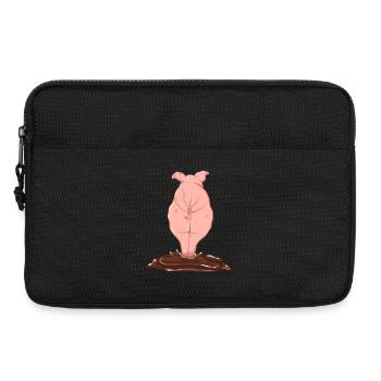 Cochon rose par derrière - Sacoche pour ordinateur portable 13 pouces - noir - Devant