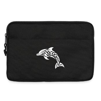 Springender Tribal Tattoo Tümmler Delfin - Laptoptasche 13" - Schwarz - Vorne