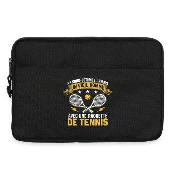 vieil homme avec une raquette de tennis - Sacoche pour ordinateur portable 13 pouces - noir - Devant