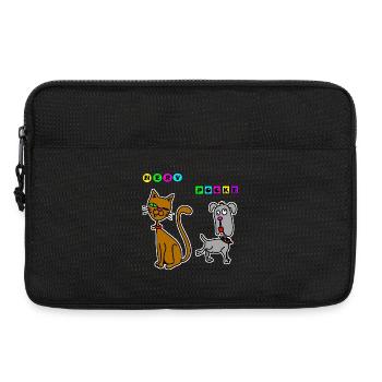 Nervpocke – Lustiger Cartoon mit Katze & Hund - Laptoptasche 13" - Schwarz - Vorne