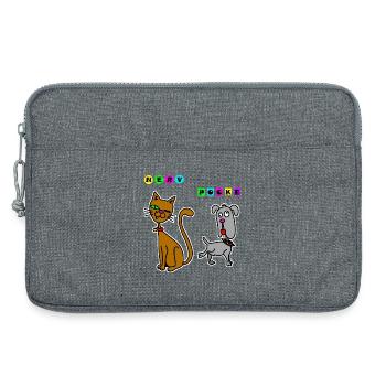 Nervpocke – Lustiger Cartoon mit Katze & Hund - Laptoptasche 13" - Grau meliert - Vorne