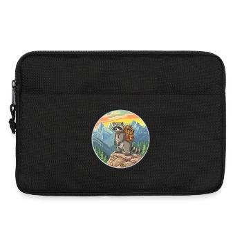Cute Raccoon Hiking Camping Mountain Adventure - Laptop bag 13" - black - Front