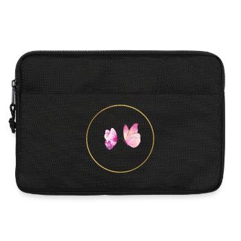 Papillon rose aquarelle en cercle - Sacoche pour ordinateur portable 13 pouces - noir - Devant