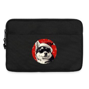 Husky Santa mit Sonnenbrille - Laptoptasche 13" - Schwarz - Vorne