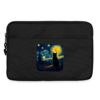 Chat étoilé Nuit drôle Amoureuse des chats Van Gogh Maman des chats - Sacoche pour ordinateur portable 13 pouces - noir - Devant