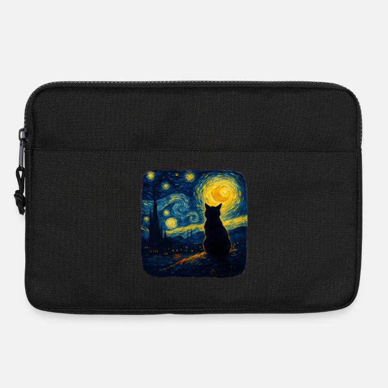 Cat Starry Funny Night Cat Lover Van Gogh Cat Mom  - Laptoptasche 13" - Schwarz