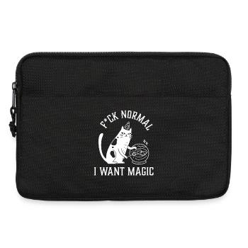 Merde normal Je veux un chat magique coquin drôle - Sacoche pour ordinateur portable 13 pouces - noir - Devant