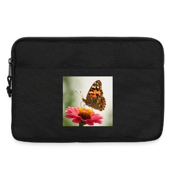 Papillon sur fleur rose - Sacoche pour ordinateur portable 13 pouces - noir - Devant