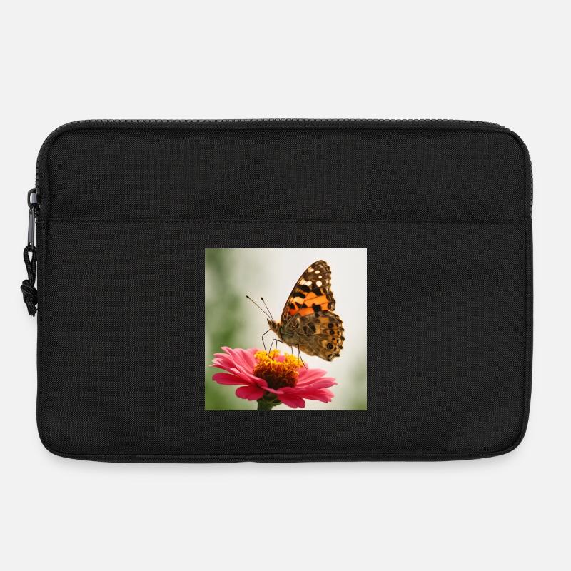 Schmetterling auf einer rosa Blume - Laptoptasche 13" - Schwarz