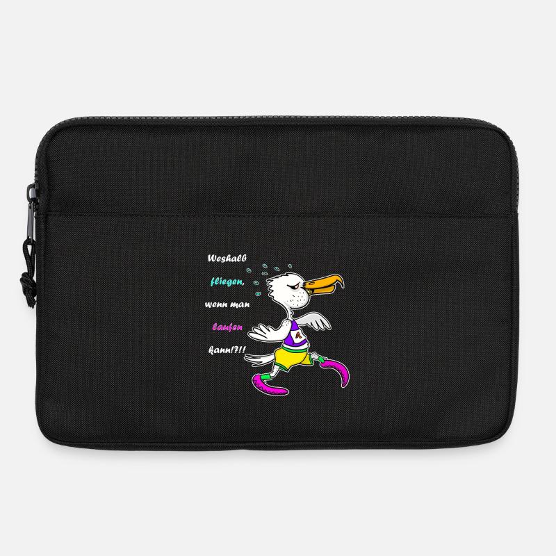 Marathon Möwe – Lustiger Lauf‑Cartoon - Laptoptasche 13" - Schwarz