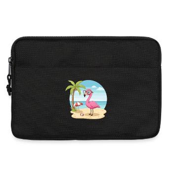 Vacances d’été sur la plage du flamant rose aux lunettes - Sacoche pour ordinateur portable 13 pouces - noir - Devant