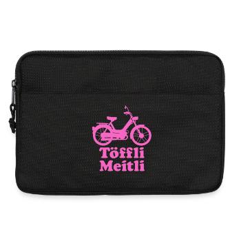 Töffli Meitli – Maillot de cyclomoteur pour filles et fans de mobylette - Sacoche pour ordinateur portable 13 pouces - noir - Devant