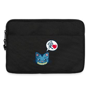 Chat manga kawaii - Sacoche pour ordinateur portable 13 pouces - noir - Devant