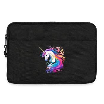 Rainbow Unicorn Head Portrait - Laptop bag 13" - black - Front