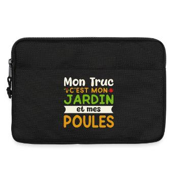 Mon jardin Mes poules humour jardinage jardinier - Sacoche pour ordinateur portable 13 pouces - noir - Devant