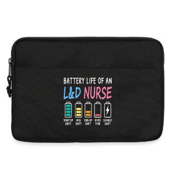 Niveau de batterie d'une sage-femme, d'une infirmière, humour - Sacoche pour ordinateur portable 13 pouces - noir - Devant