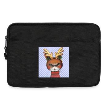 Illustrierte Weihnachts-Rentierkatze - Laptoptasche 13" - Schwarz - Vorne