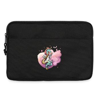 Saxophoniste licorne pastel - Sacoche pour ordinateur portable 13 pouces - noir - Devant