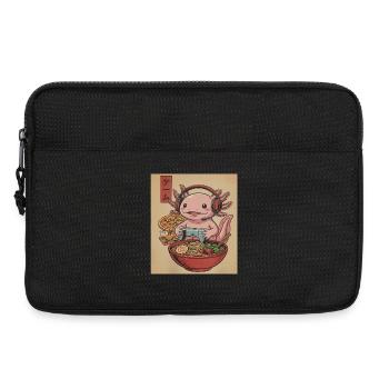 Kawaii Japon gamer axolotl mange ramen pizza anime - Sacoche pour ordinateur portable 13 pouces - noir - Devant