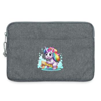 Traîneau à licornes arc-en-ciel - Sacoche pour ordinateur portable 13 pouces - gris chiné - Devant