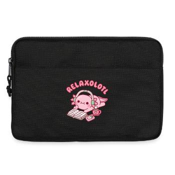 Cute Axolotl Chilling With Book Relaxolotl Pun - Laptop bag 13" - black - Front