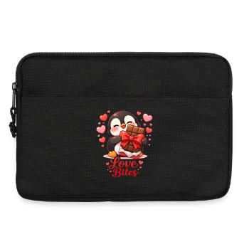 Penguin with Chocolate Heart Love Valentine's Day - Laptop bag 13" - black - Front