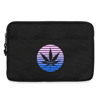 Cannabis Hemp Leaf Retro Sunset Vintage Style - Laptop bag 13" - black - Front