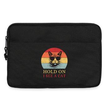 Hold On, I See a Cat – Retro Katze - Laptoptasche 13" - Schwarz - Vorne