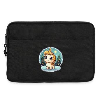 Winterzauber Einhorn im Schneewald - Laptoptasche 13" - Schwarz - Vorne