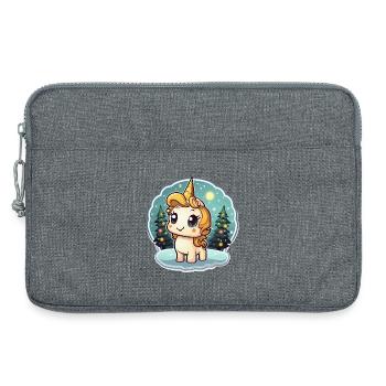Winterzauber Einhorn im Schneewald - Laptoptasche 13" - Grau meliert - Vorne