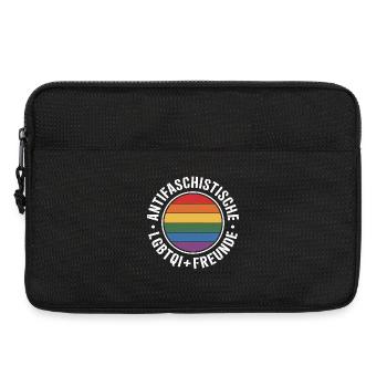 Amis queer antifascistes - Contre la droite - Sacoche pour ordinateur portable 13 pouces - noir - Devant