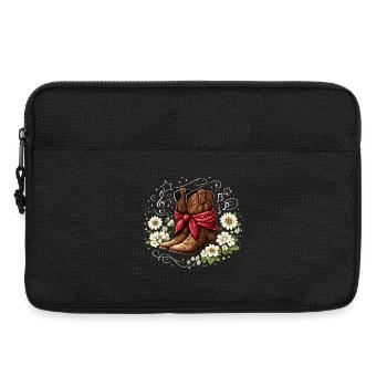 Cowboy Boots with Red Bandana Blossom Notes - Laptop bag 13" - black - Front