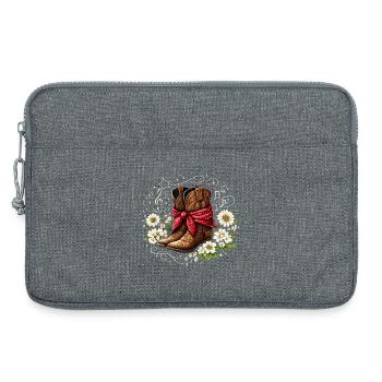 Bottes de cowboy avec fleurs de bandana rouges Notes - Sacoche pour ordinateur portable 13 pouces - gris chiné - Devant