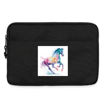 Regenbogen-Aquarellpferd - Laptoptasche 13" - Schwarz - Vorne