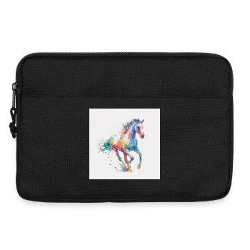 Regenbogenpferd Aquarell-Burst - Laptoptasche 13" - Schwarz - Vorne