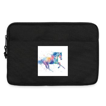 Regenbogen-Aquarell-Galopppferd - Laptoptasche 13" - Schwarz - Vorne