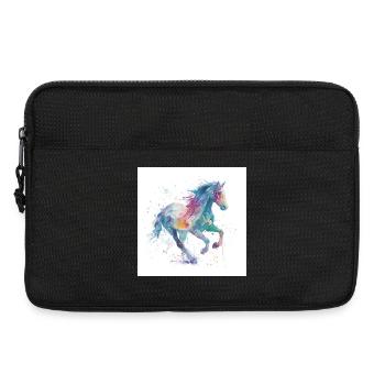 Rainbow Gallop Watercolor Horse - Laptop bag 13" - black - Front