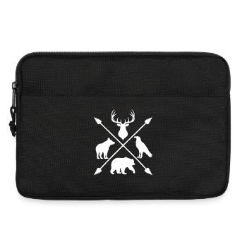Waldtiere Wildnis Hirsch Wolf Bär Pfeile - Laptoptasche 13" - Schwarz - Vorne