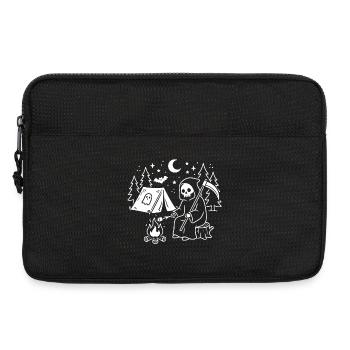 Nächtlicher Grim-Reaper am Lagerfeuer - Laptoptasche 13" - Schwarz - Vorne