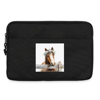 Pastellblüten-Pferdekrone - Laptoptasche 13" - Schwarz - Vorne