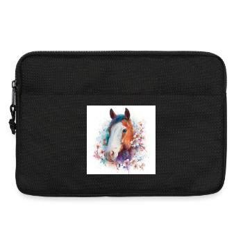 Aquarell Pferdeblüten-Porträt - Laptoptasche 13" - Schwarz - Vorne