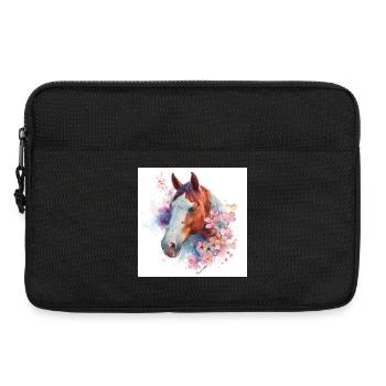 Watercolor Horse Bloom - Laptop bag 13" - black - Front