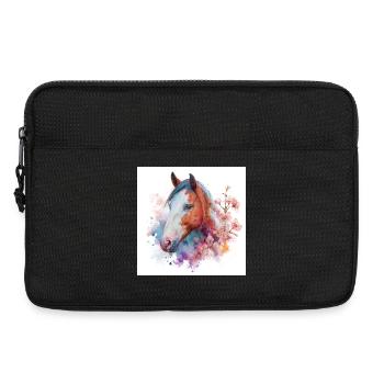 Aquarell Pferdeblüten-Porträt - Laptoptasche 13" - Schwarz - Vorne