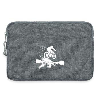 Downhill MTB POV Perspective Mountain Bike Gift - Laptop bag 13" - heather grey - Front