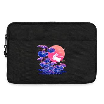 Neonhasen-Lotuswald im Abendlicht - Laptoptasche 13" - Schwarz - Vorne