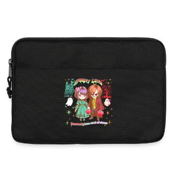Spooky Love: Pastel Goth Manga Skull Chibi Shirt - Laptop bag 13" - black - Front