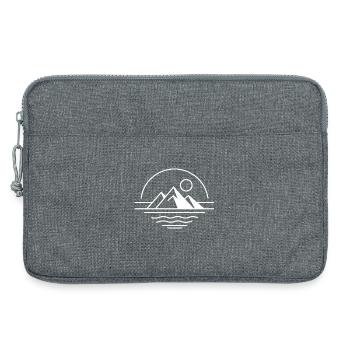Minimalistische Berge mit Sonne auf Wasser - Laptoptasche 13" - Grau meliert - Vorne